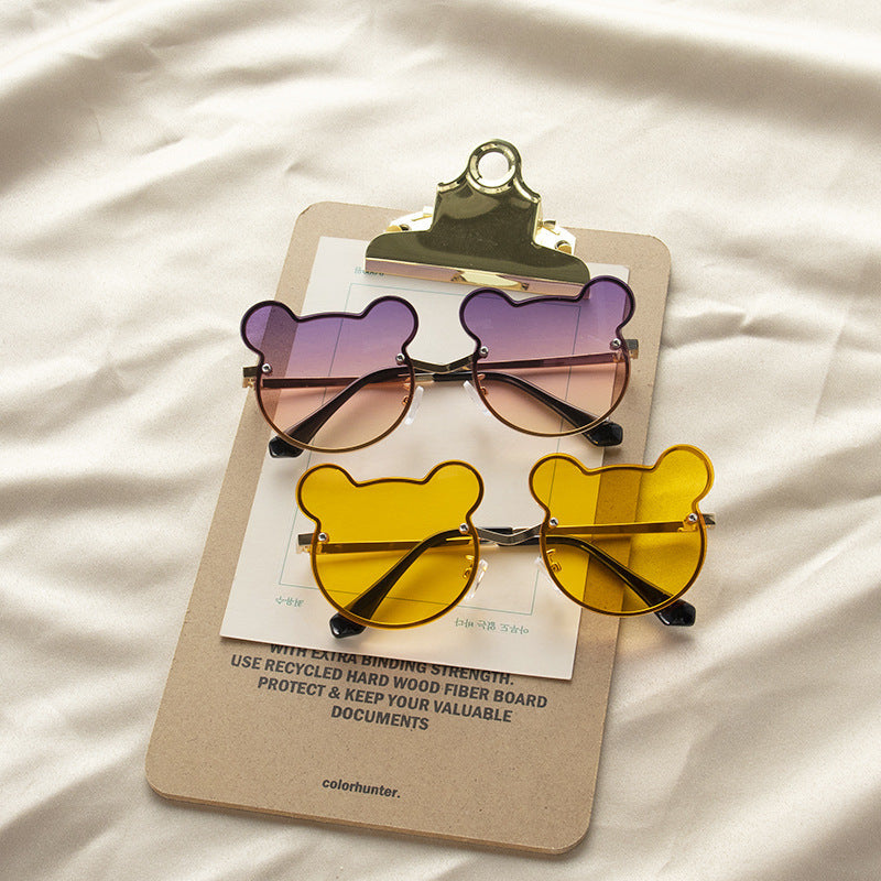 Girls Colorful Lenses Cartoon Frame Shape Fashion Sunglasses