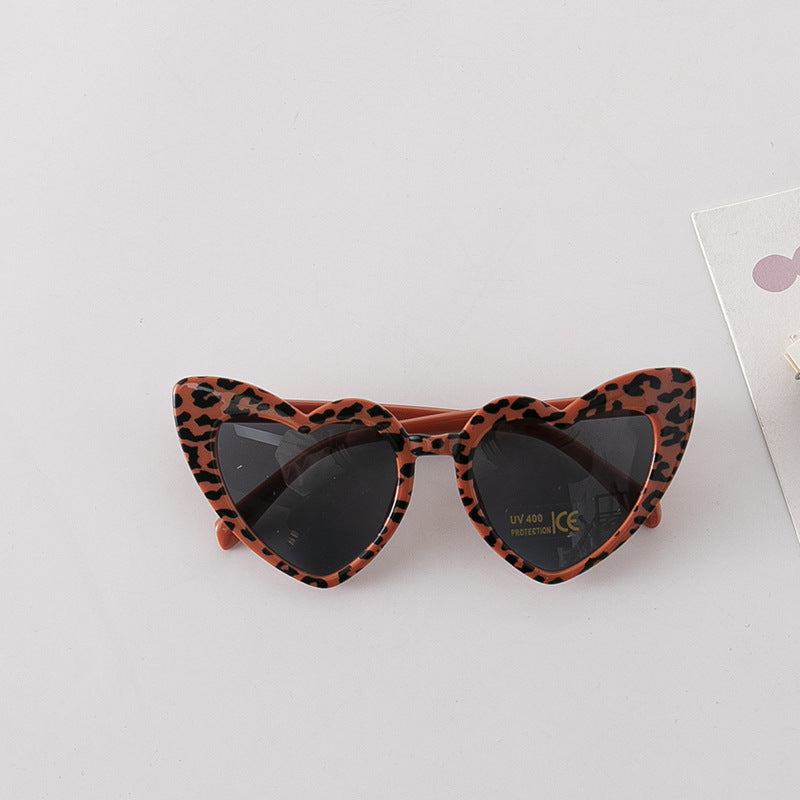 Leopard Print Pattern Heart Shape Fashion Sunglasses