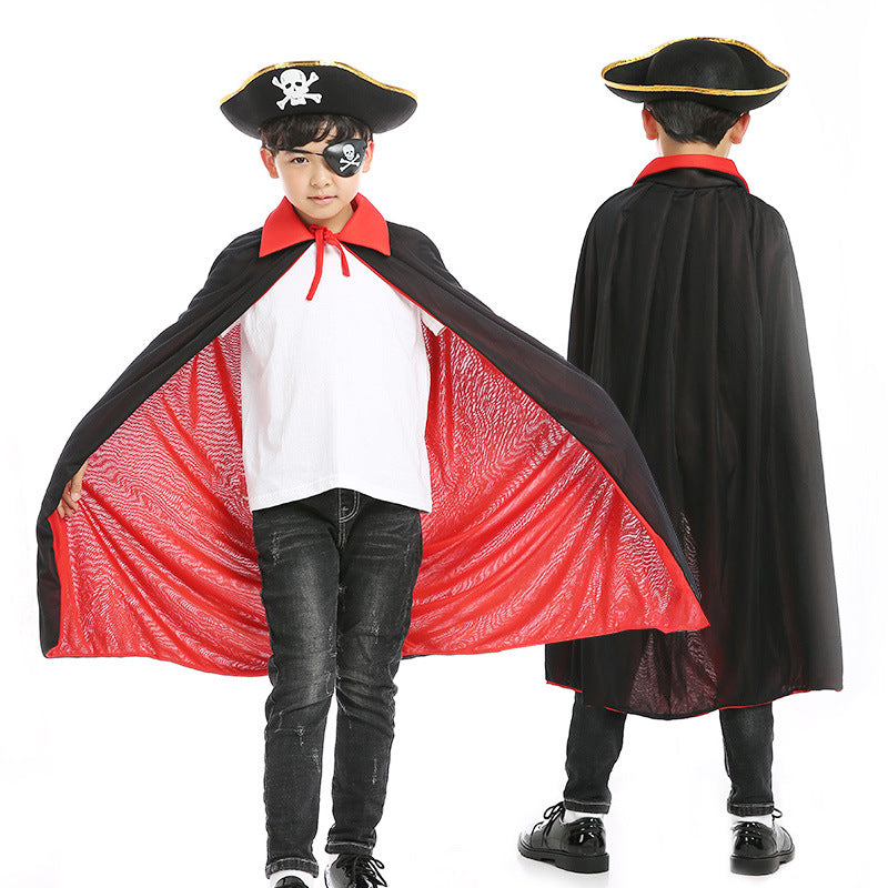 Halloween Pirate Cape Hats Sets, Cape, Hat, Eye Patch.