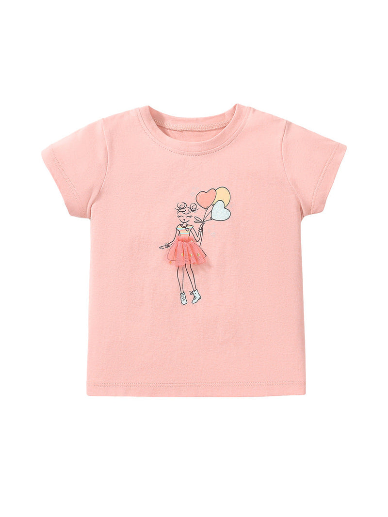 Girls Lady Print T-Shirt In European And American Style For Summer