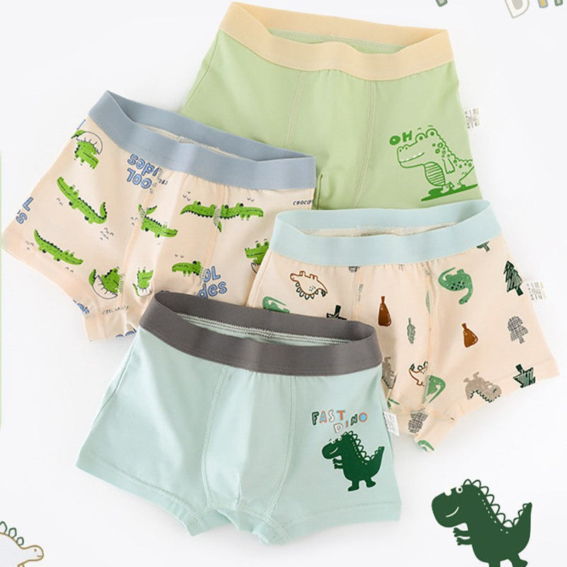 Boys’ Cartoon and Striped Printed Boxer Shorts Breathable Underwear Set