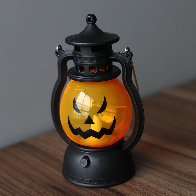 Halloween 4 pieces set Vintage Hanging Oil Lamp Electronic Candle Pumpkin Light