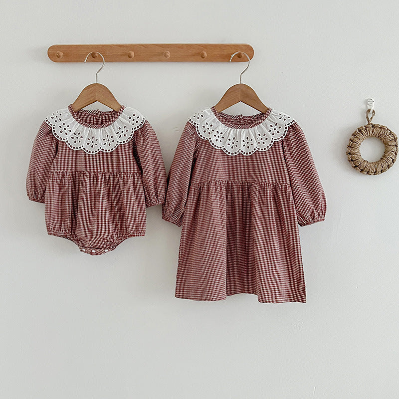 Fashion Lace Collar Long Sleeve Baby Onesies OR Girl Dress