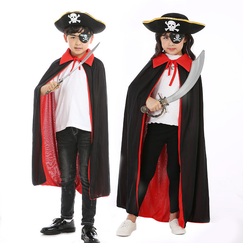 Halloween Pirate Cape Hats Sets, Cape, Hat, Eye Patch.