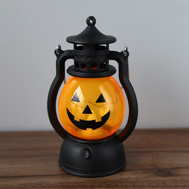 Halloween 4 pieces set Vintage Hanging Oil Lamp Electronic Candle Pumpkin Light