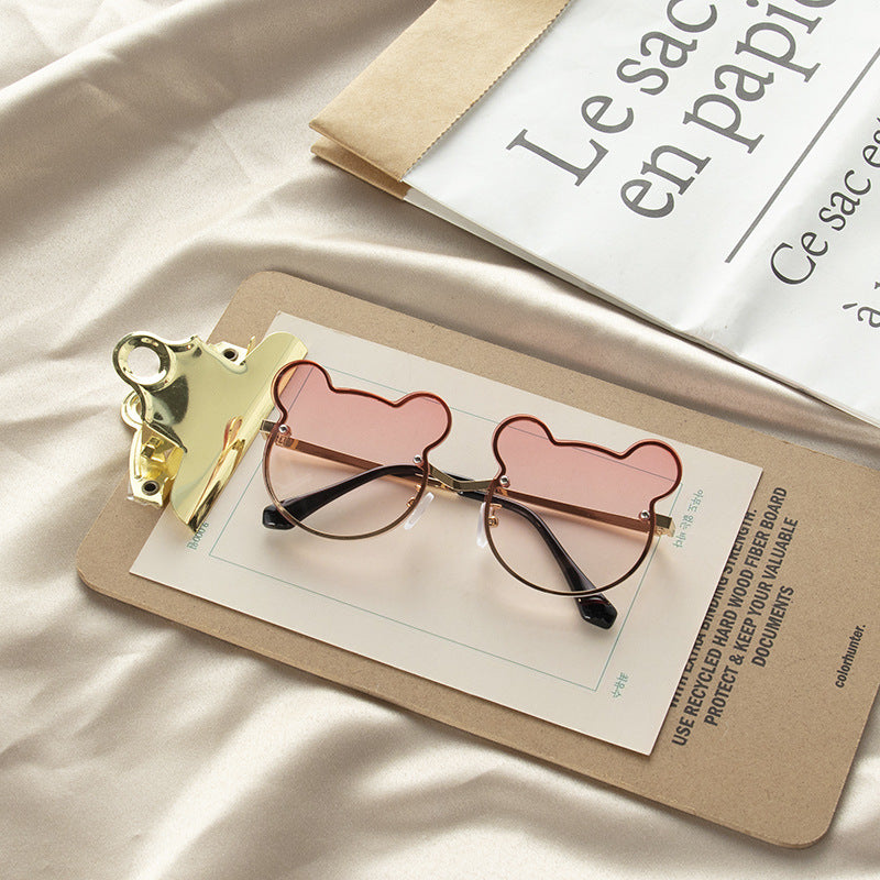 Girls Colorful Lenses Cartoon Frame Shape Fashion Sunglasses