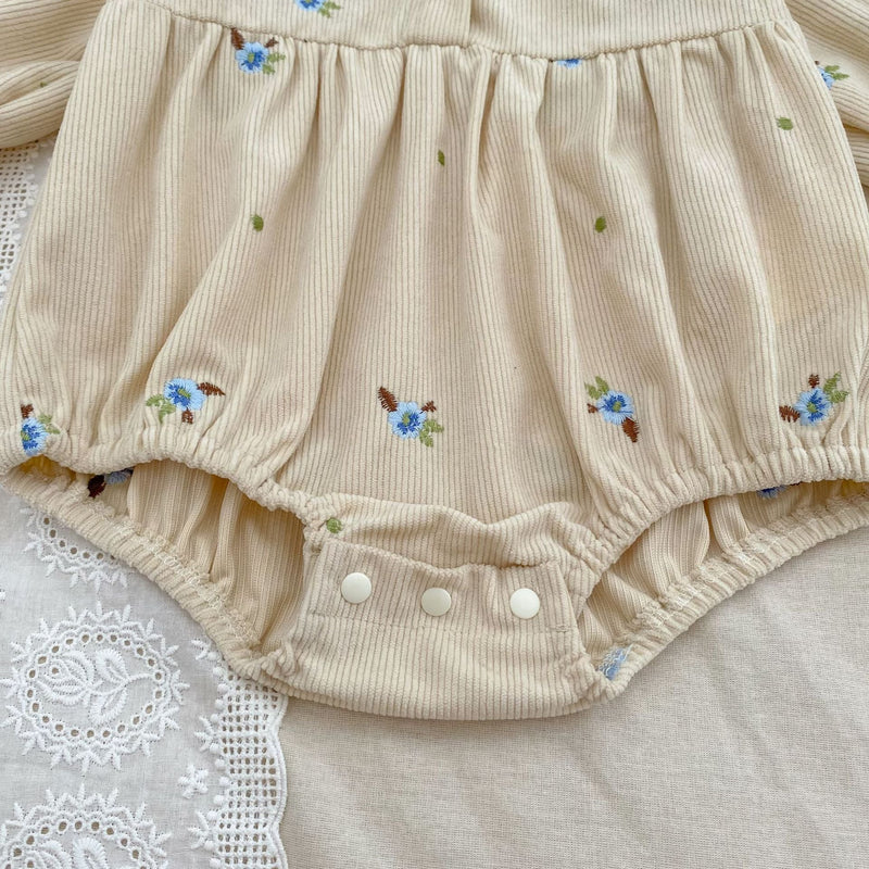 Autumn Hot Selling Baby Kids Girls Flowers Embroidered Pattern Long-sleeved Onesies and Dress – Princess Sister Matching Set