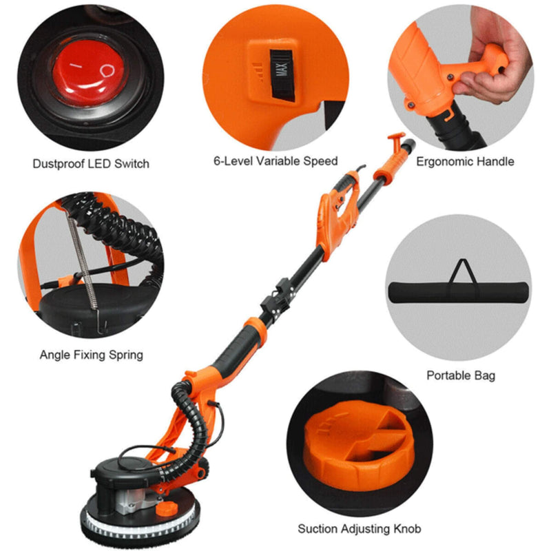 Professional Electric Drywall Ceiling Pole Sander W/ Vacuum, 750W (SAK97855)