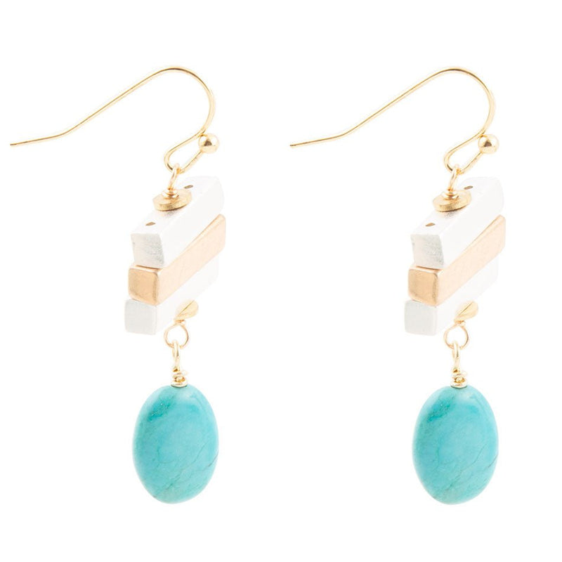 Pueblo Blue Magnesite and Mixed Metal Drop Earrings