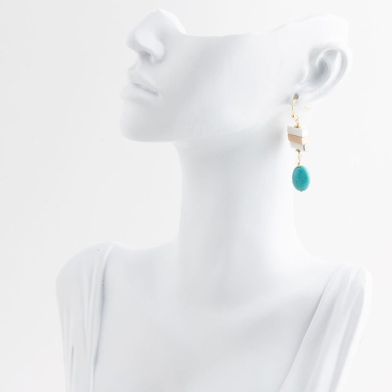 Pueblo Blue Magnesite and Mixed Metal Drop Earrings