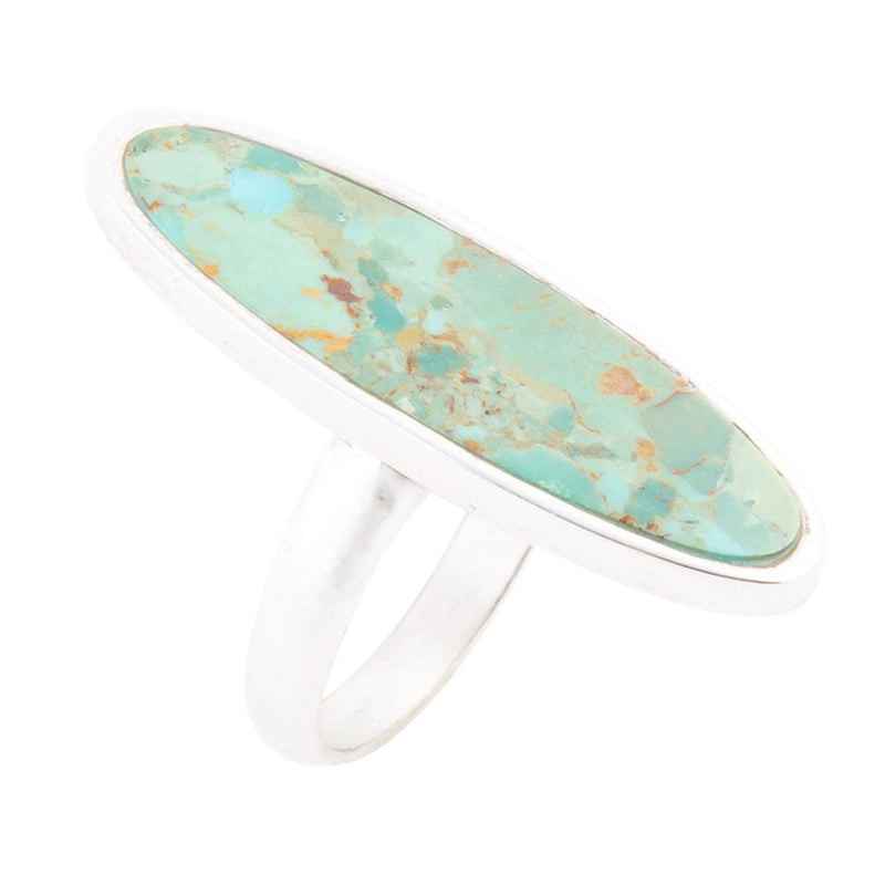 Pueblo Blue Turquoise and Sterling Silver Oval Ring