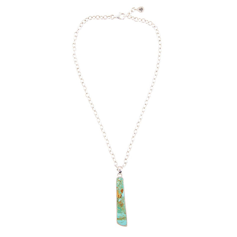 Pueblo Blue Turquoise and Sterling Silver Pendant Necklace