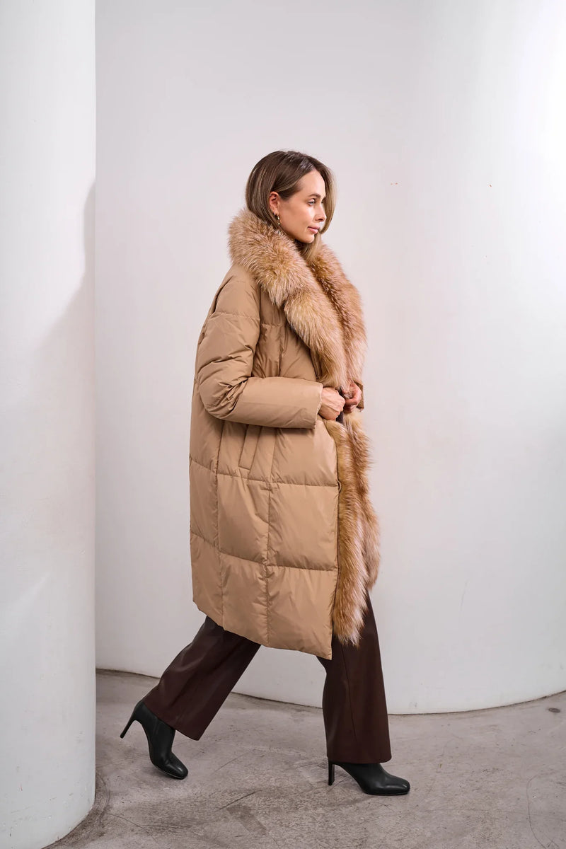 Genuine Polar Fox Premium Down Parka Coat