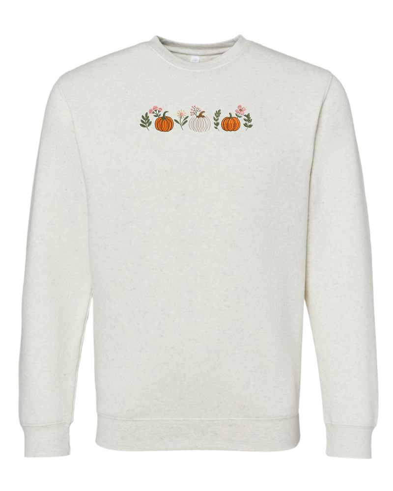 Embroidered ELEVATED Fleece - Pumpkins and Flowers (center)