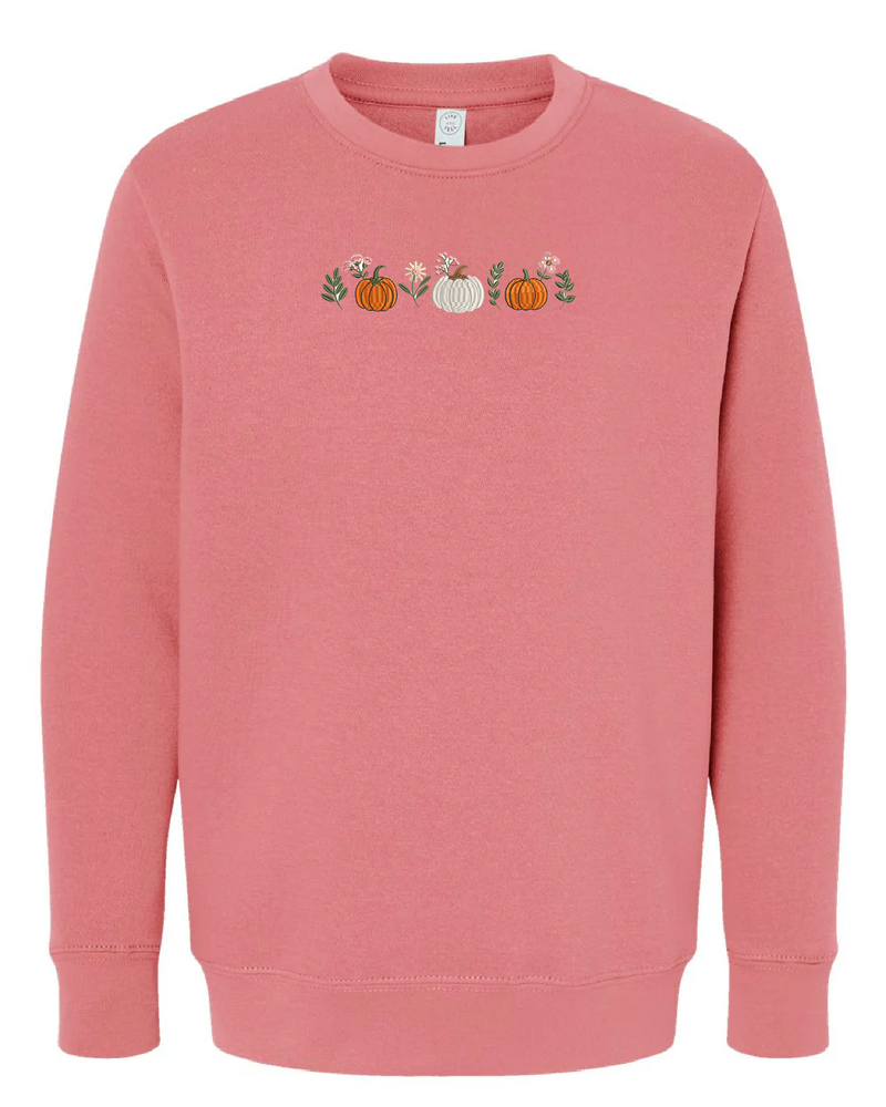 Embroidered ELEVATED Fleece - Pumpkins and Flowers (center)