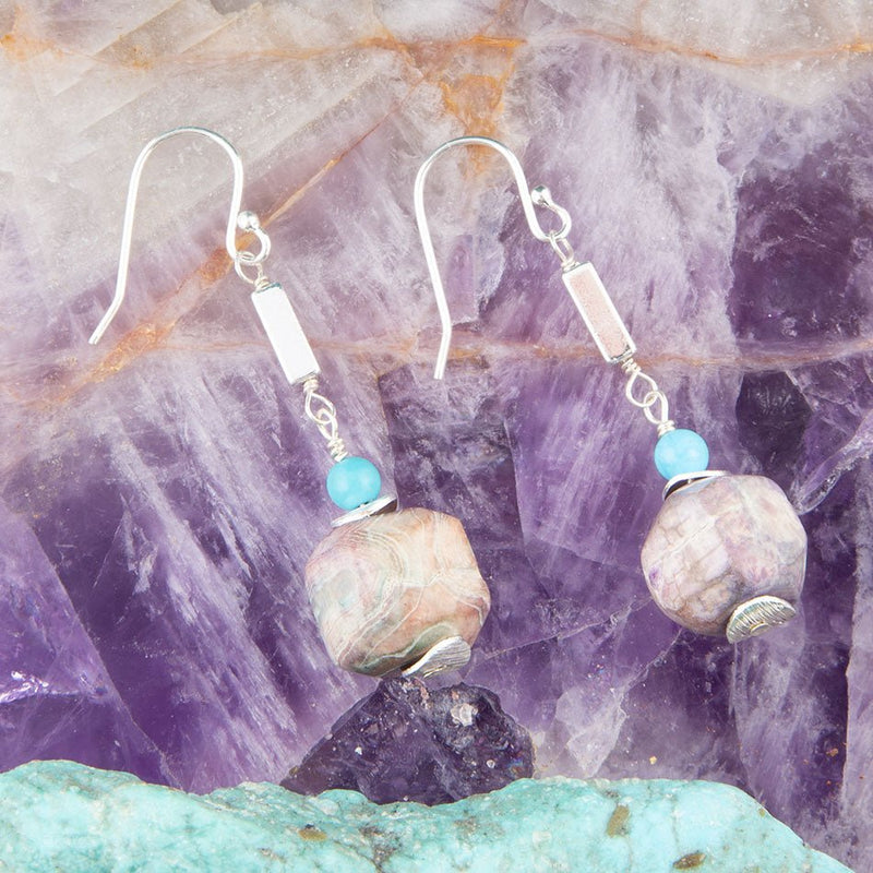 Purple Agate Chucky Sterling Silver Drop Earrings