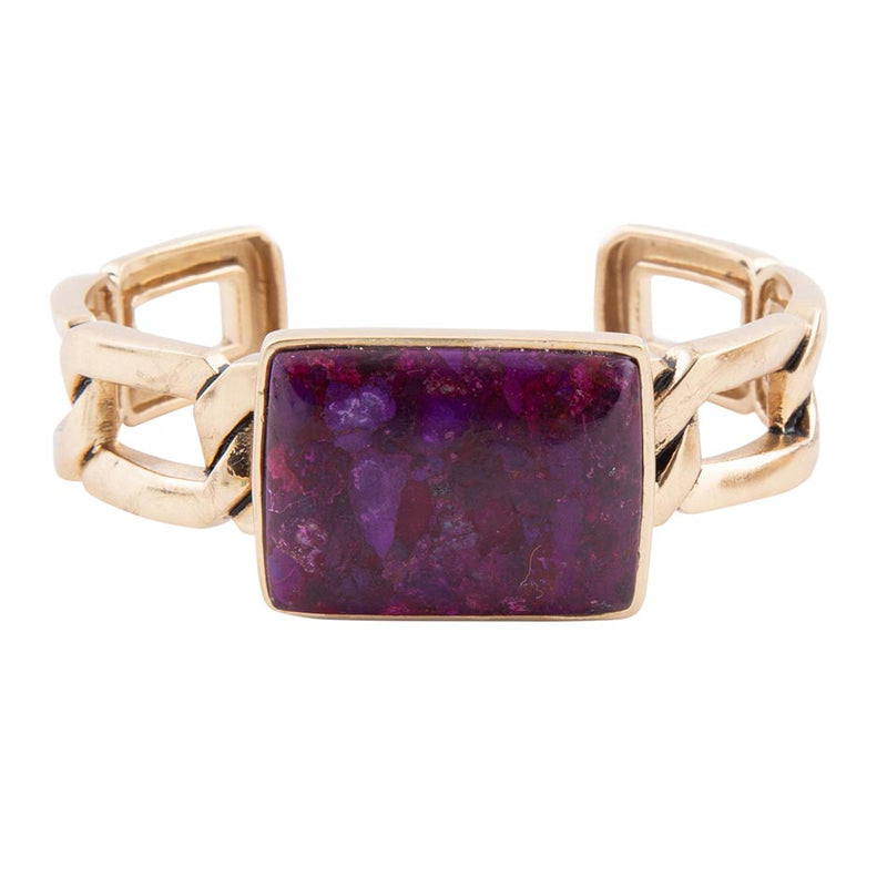 Purple Turquoise Golden Cuff Bracelet