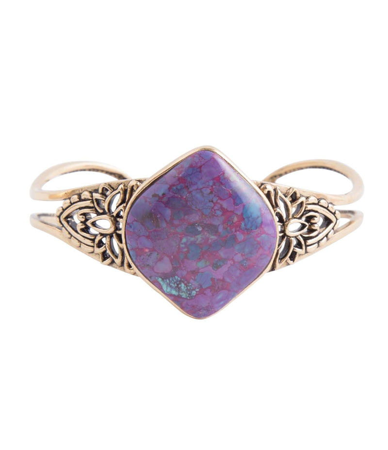 Purple Turquoise Golden Cuff Bracelet