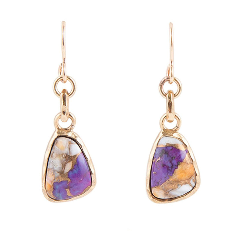 Purple Turquoise and Shell Matrix Earrings