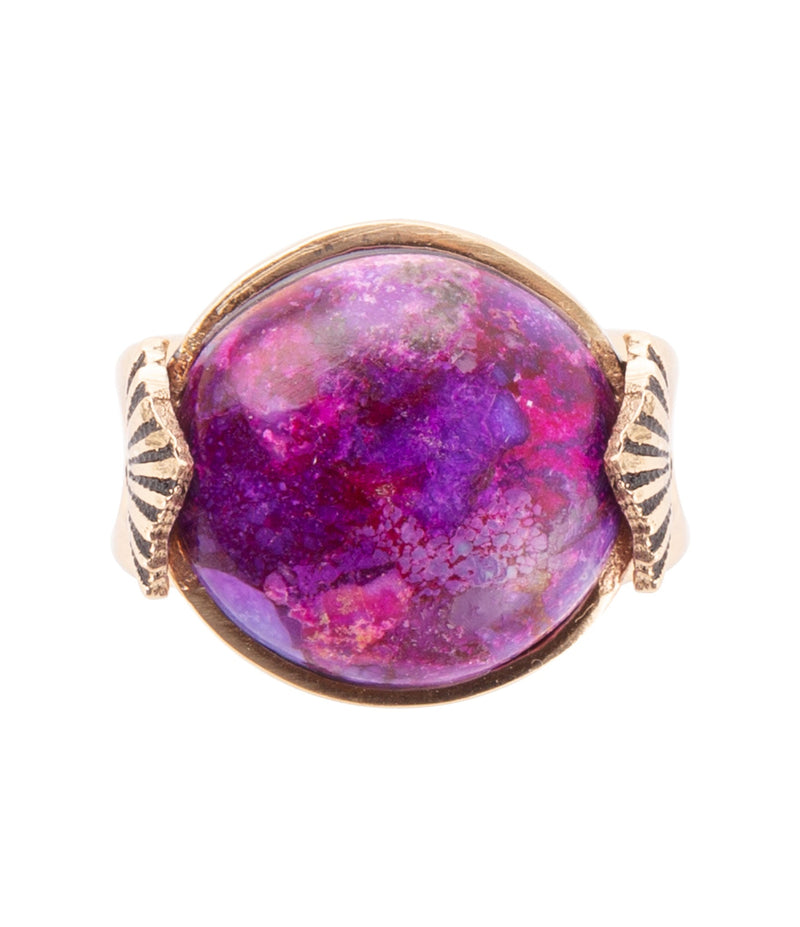 Purple Turquoise Golden Statement Ring