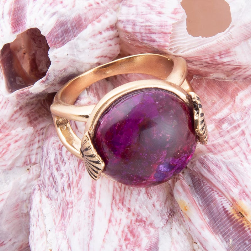 Purple Turquoise Golden Statement Ring