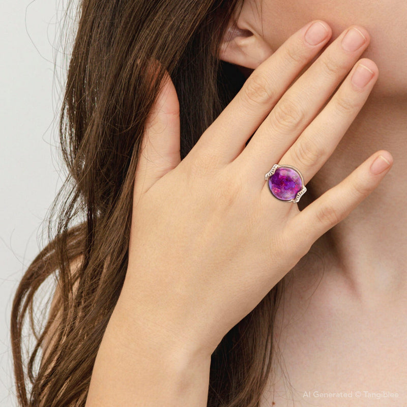Purple Turquoise Golden Statement Ring