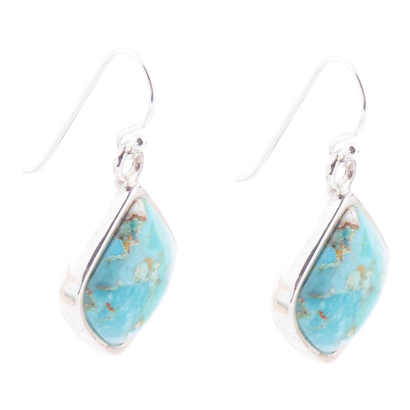 Puzzled Blue Turquoise Sterling Silver Earrings