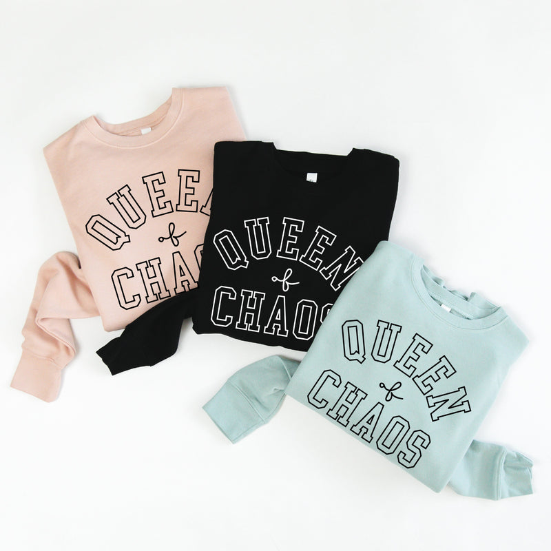 Embroidered Super Soft Fleece Crewneck - QUEEN OF CHAOS