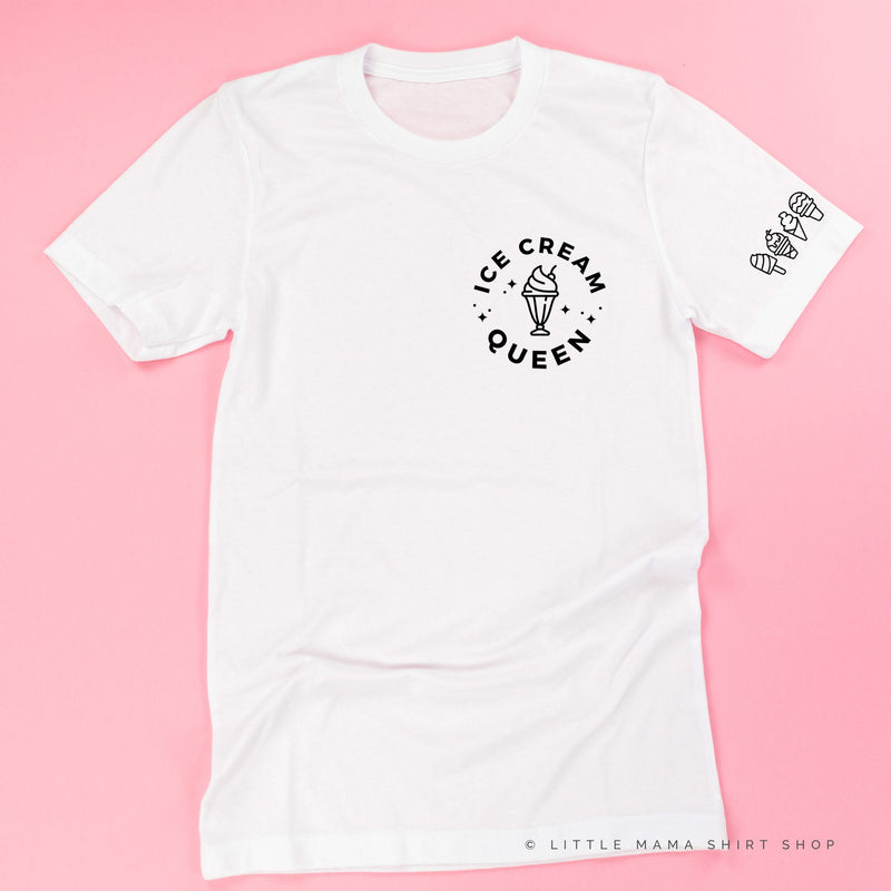 Ice Cream Queen - (Pocket Size) - Ice Cream Sleeve Detail  - Unisex Tee