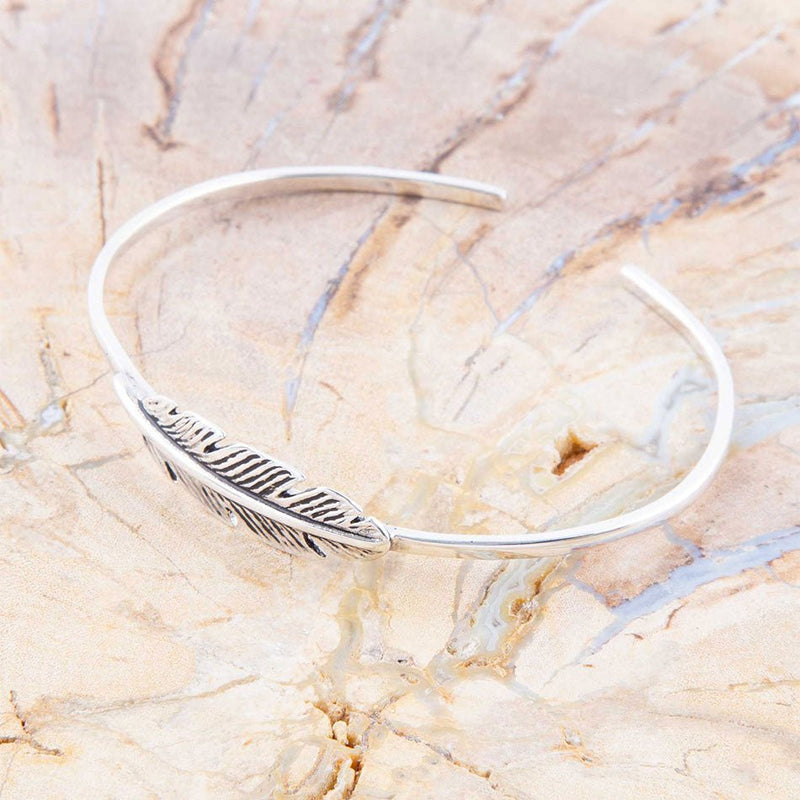 Quill Sterling Feather Cuff Bracelet