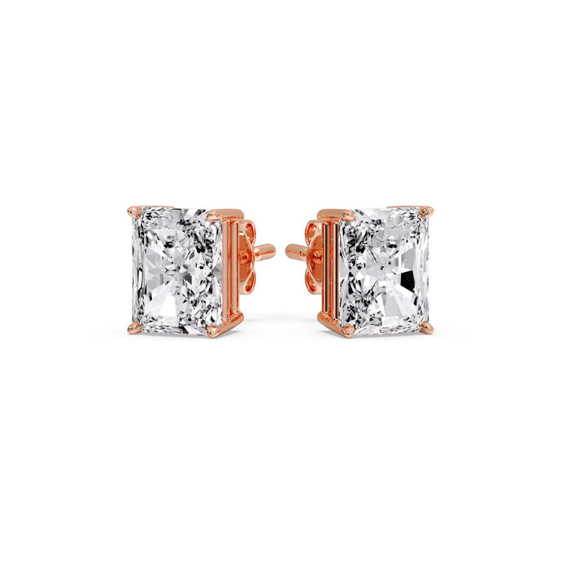 Certified Basket Stud Earrings Set With Radiant Cut Diamonds (1.00ct - 4.00ct)
