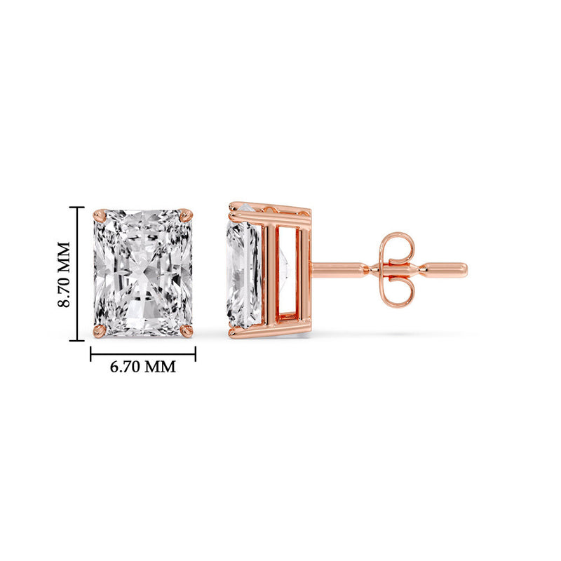 Certified Basket Stud Earrings Set With Radiant Cut Diamonds (1.00ct - 4.00ct)