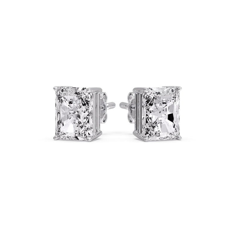 Certified Basket Stud Earrings Set With Radiant Cut Diamonds (1.00ct - 4.00ct)