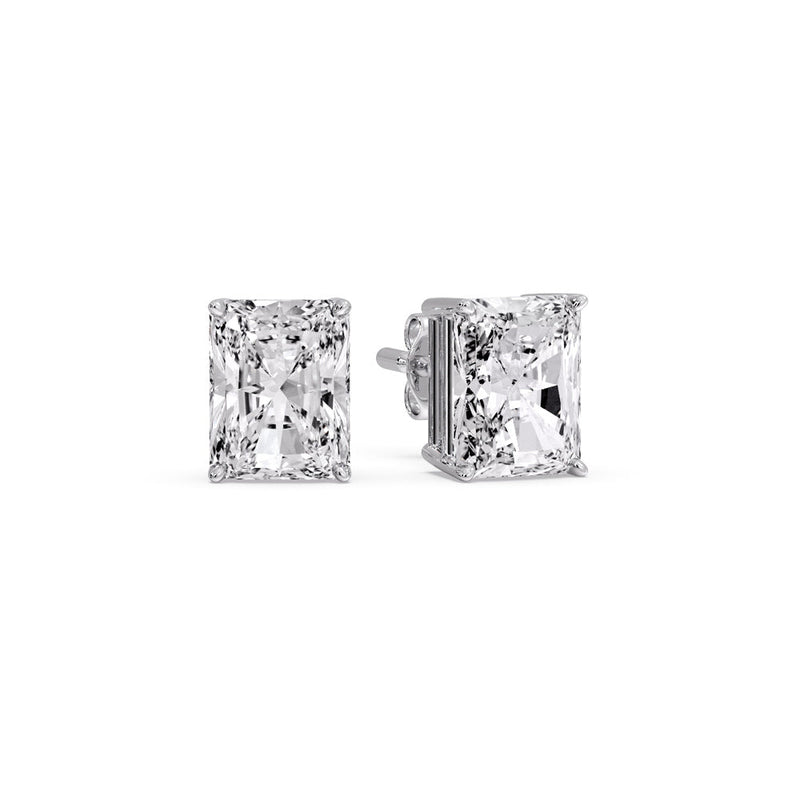 Certified Basket Stud Earrings Set With Radiant Cut Diamonds (1.00ct - 4.00ct)
