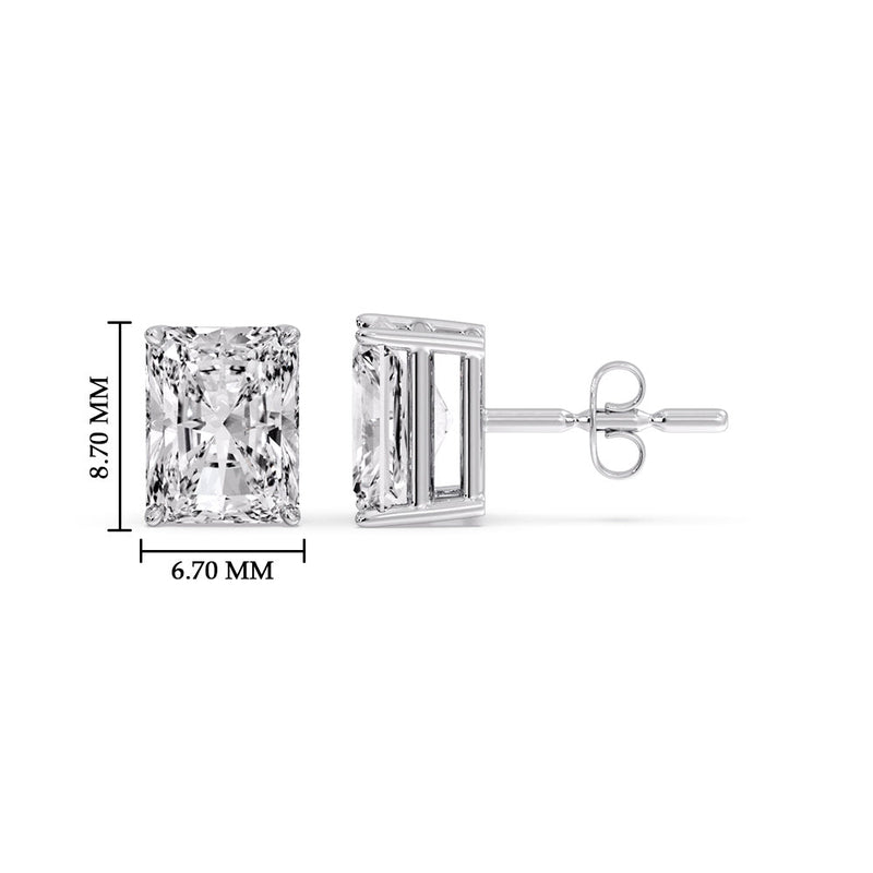 Certified Basket Stud Earrings Set With Radiant Cut Diamonds (1.00ct - 4.00ct)