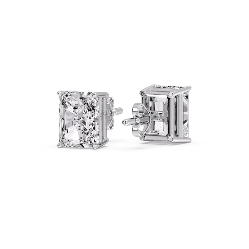 Certified Basket Stud Earrings Set With Radiant Cut Diamonds (1.00ct - 4.00ct)