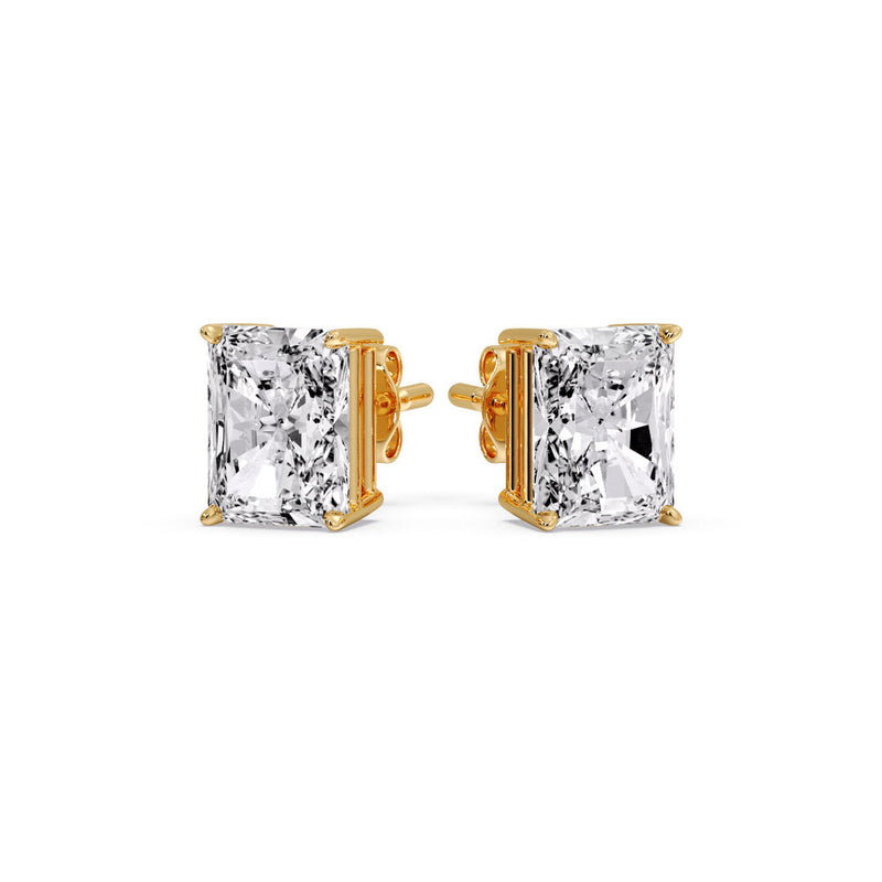 Certified Basket Stud Earrings Set With Radiant Cut Diamonds (1.00ct - 4.00ct)