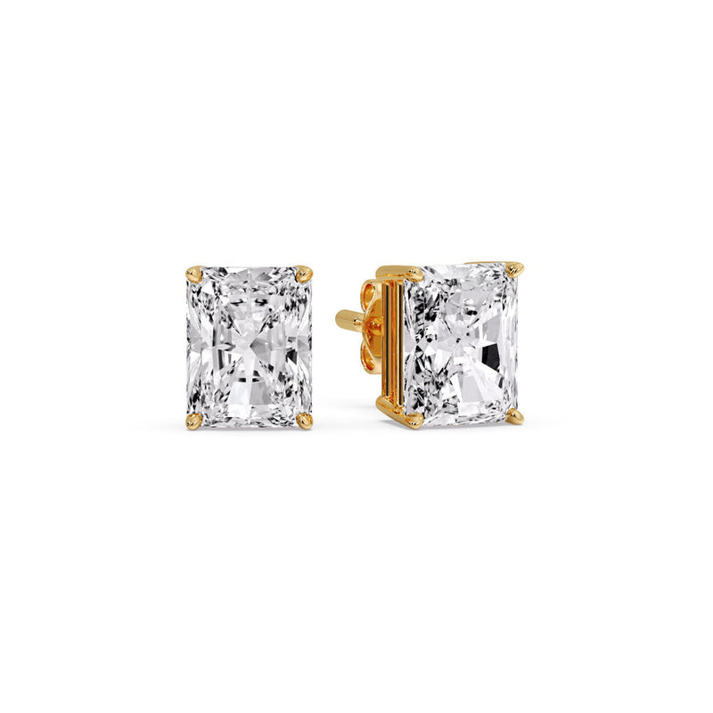 Certified Basket Stud Earrings Set With Radiant Cut Diamonds (1.00ct - 4.00ct)