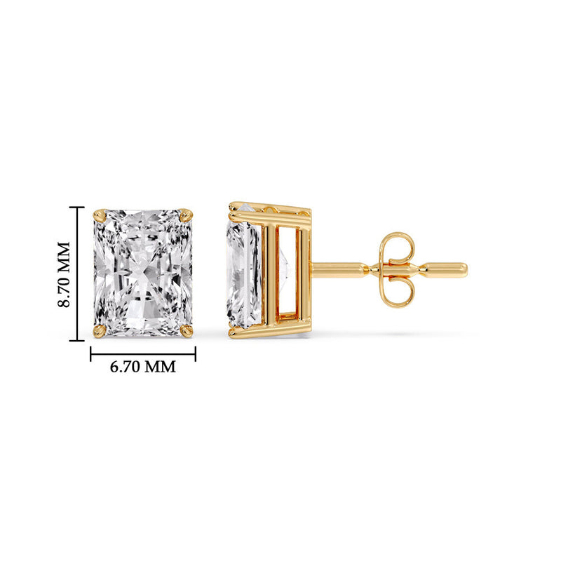 Certified Basket Stud Earrings Set With Radiant Cut Diamonds (1.00ct - 4.00ct)