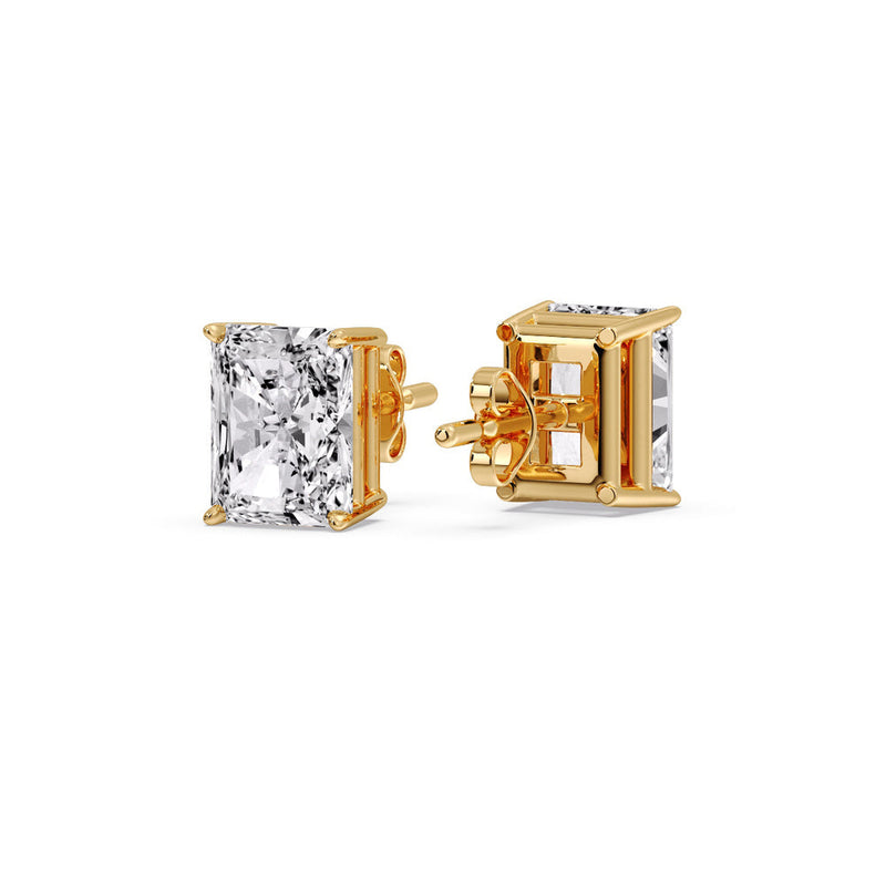 Certified Basket Stud Earrings Set With Radiant Cut Diamonds (1.00ct - 4.00ct)
