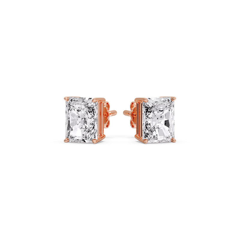 Certified Basket Stud Earrings Set With Radiant Cut Diamonds (1.00ct - 4.00ct)