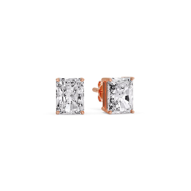 Certified Basket Stud Earrings Set With Radiant Cut Diamonds (1.00ct - 4.00ct)