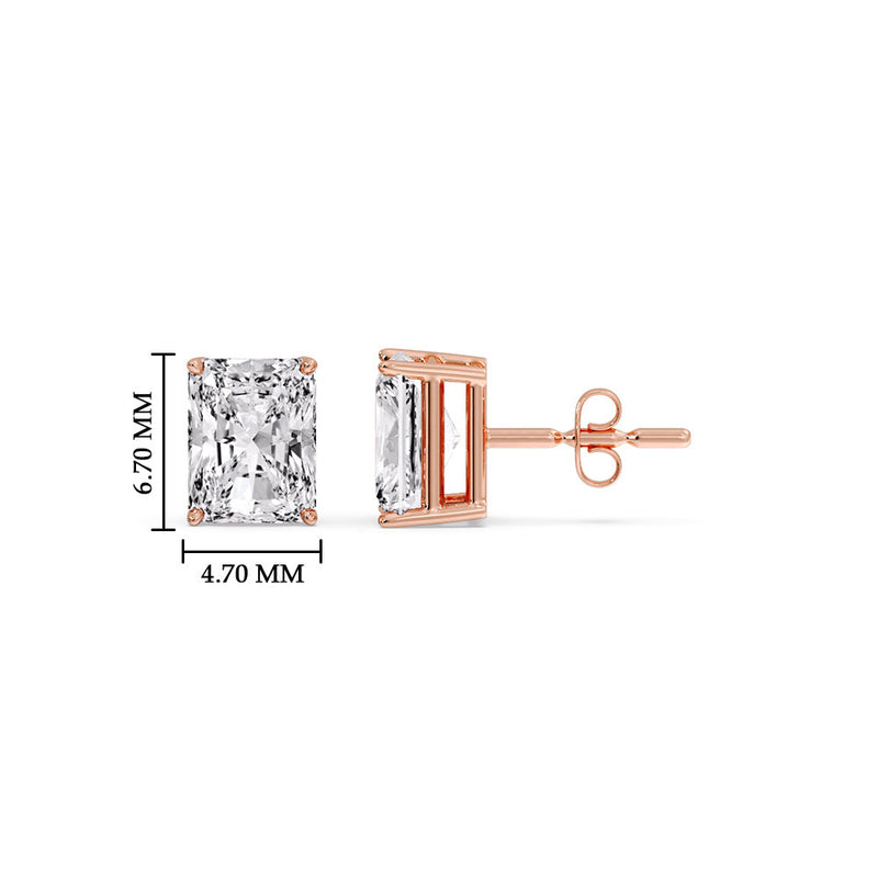 Certified Basket Stud Earrings Set With Radiant Cut Diamonds (1.00ct - 4.00ct)
