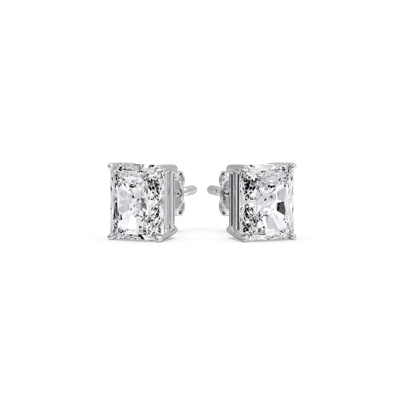 Certified Basket Stud Earrings Set With Radiant Cut Diamonds (1.00ct - 4.00ct)