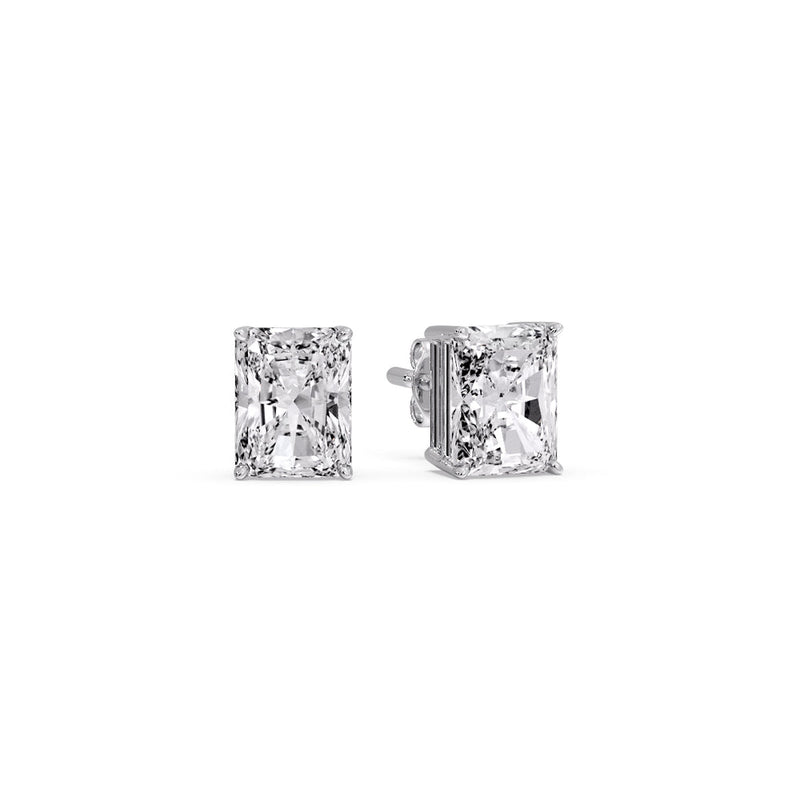 Certified Basket Stud Earrings Set With Radiant Cut Diamonds (1.00ct - 4.00ct)