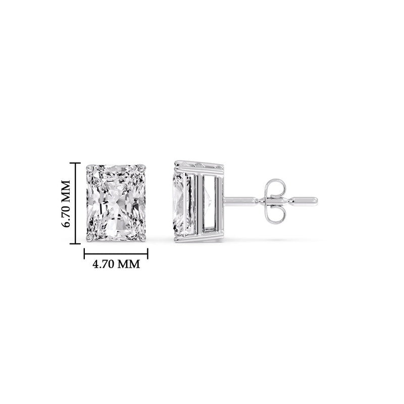 Certified Basket Stud Earrings Set With Radiant Cut Diamonds (1.00ct - 4.00ct)
