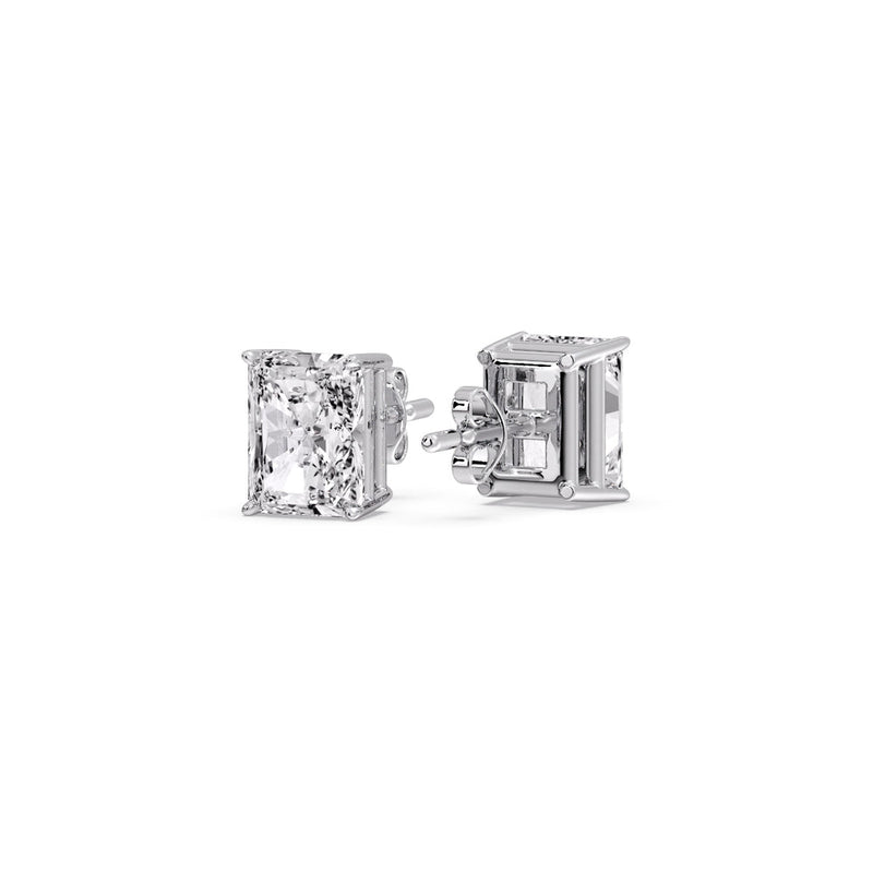 Certified Basket Stud Earrings Set With Radiant Cut Diamonds (1.00ct - 4.00ct)