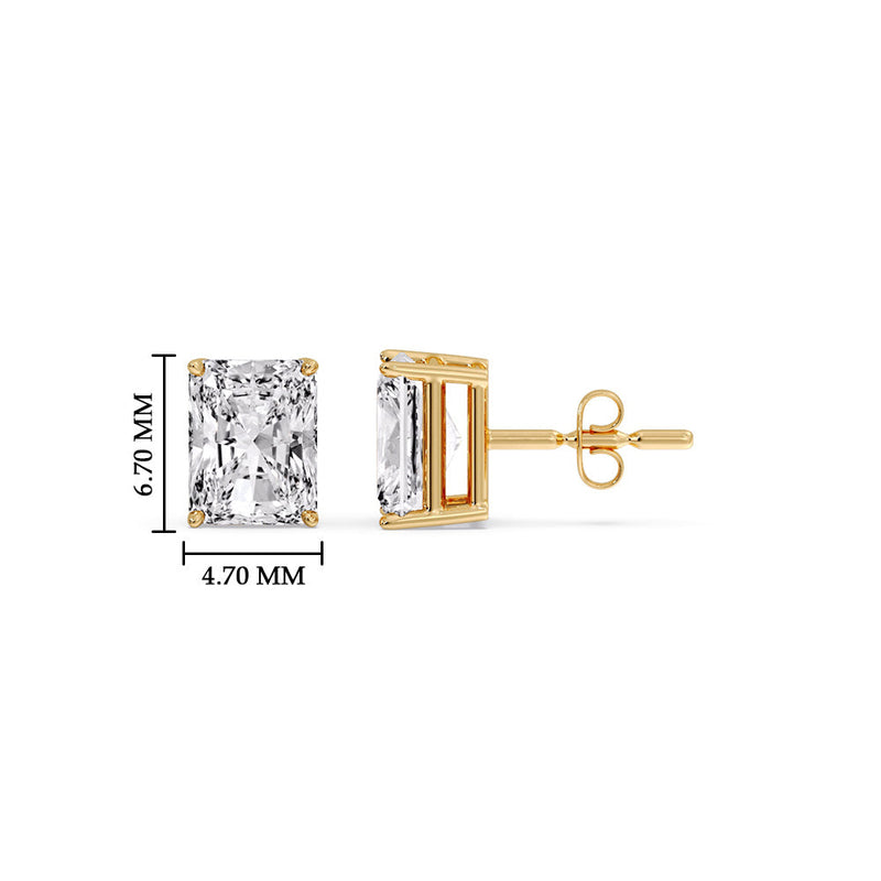 Certified Basket Stud Earrings Set With Radiant Cut Diamonds (1.00ct - 4.00ct)