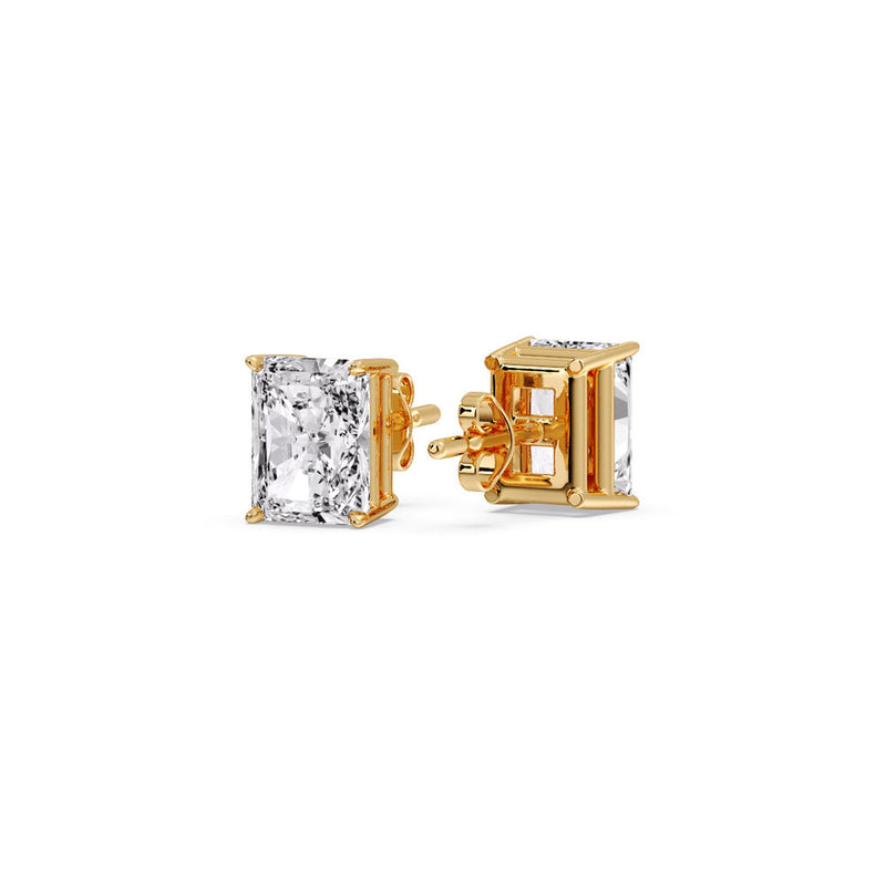 Certified Basket Stud Earrings Set With Radiant Cut Diamonds (1.00ct - 4.00ct)