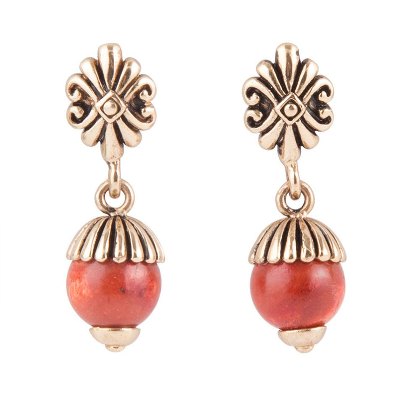 Raja Orange Sponge Coral Drop Earring